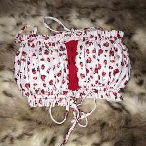 Floral strapless bathing suit top